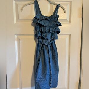 Girls Ruffle Jean Dress